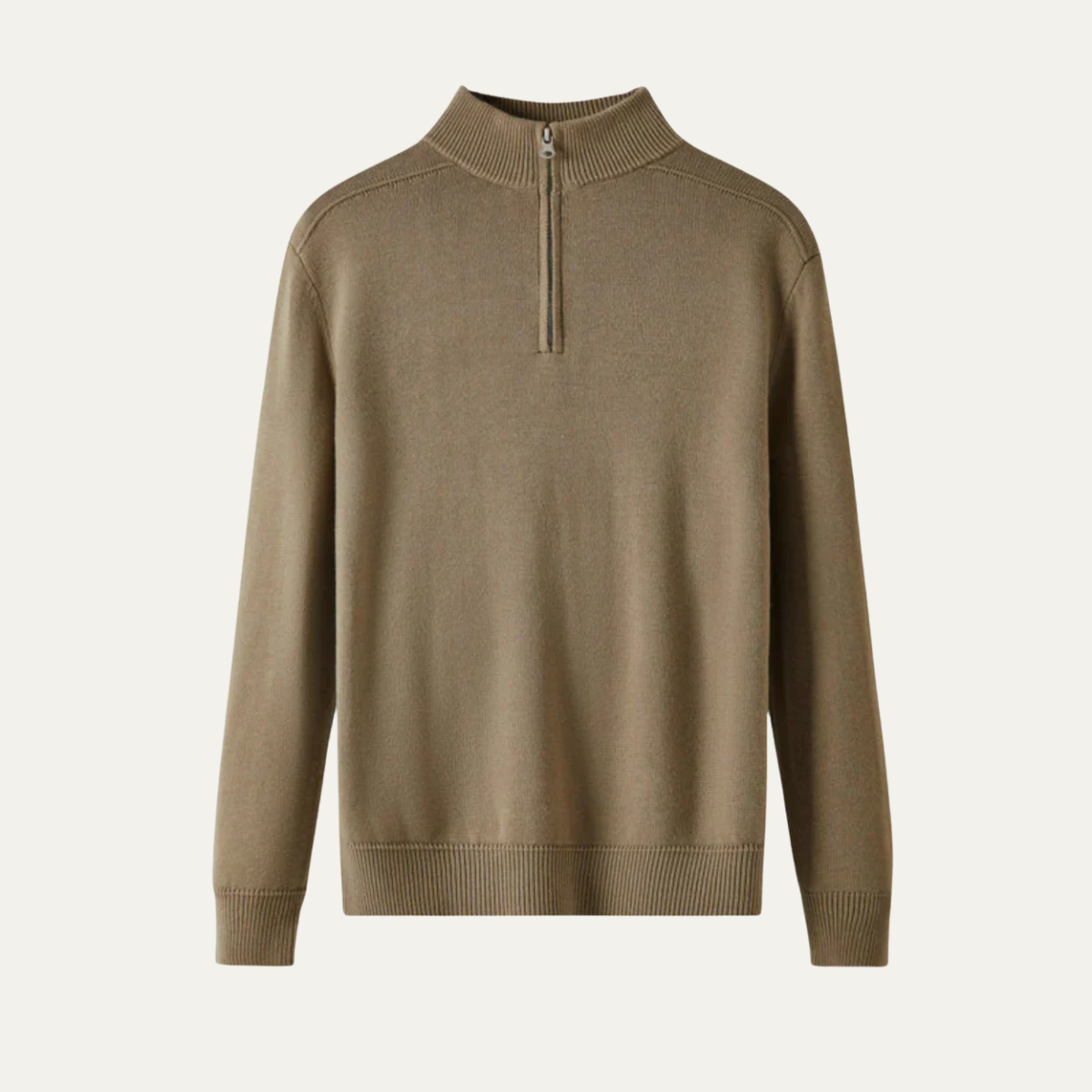Classic Crew Neck Quarter Zip Sweater for Men