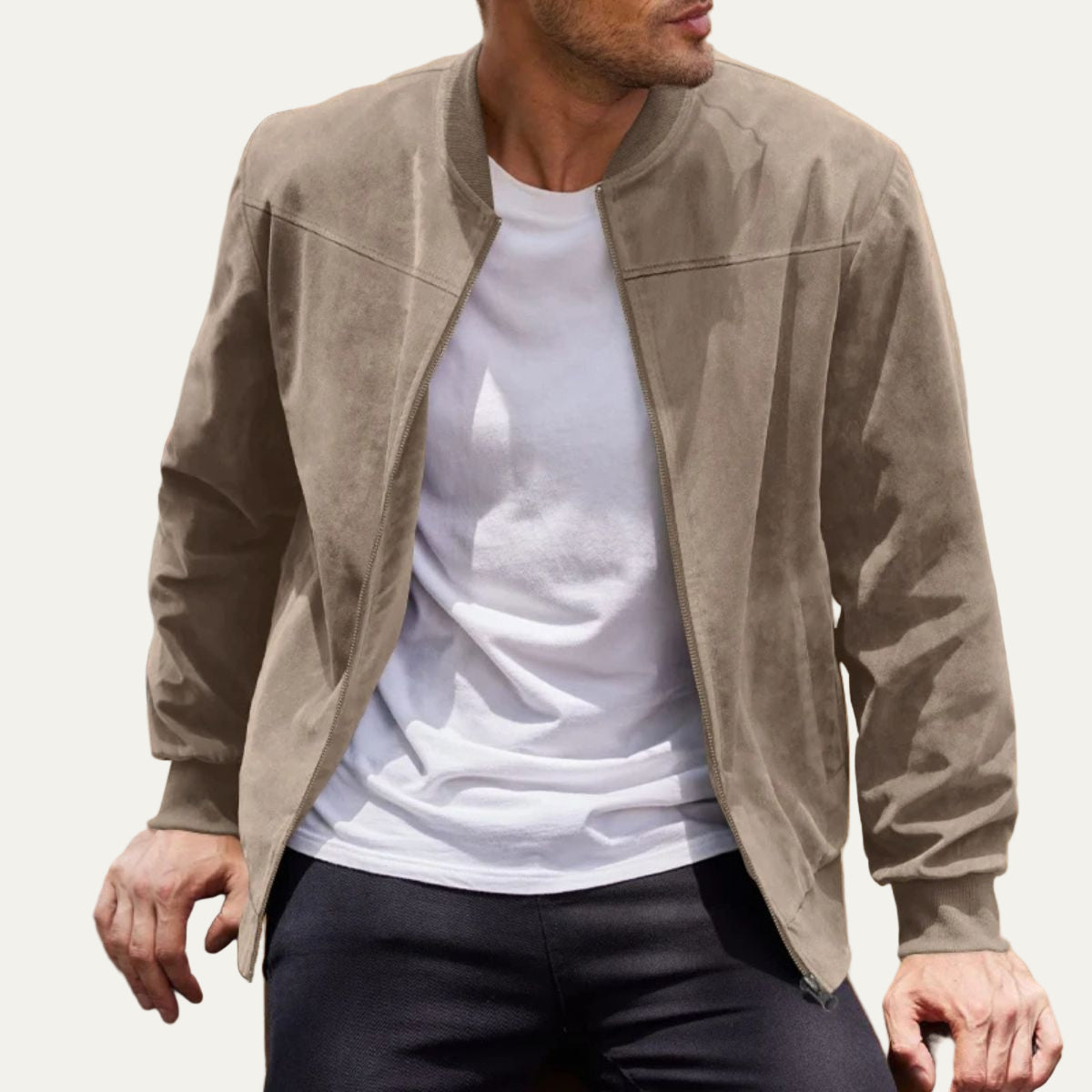 Men's Leather Aviator Bomber Jacket