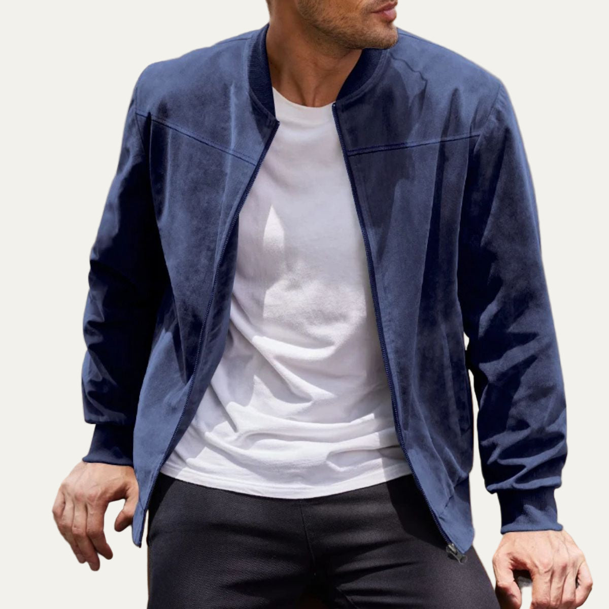 Men's Leather Aviator Bomber Jacket