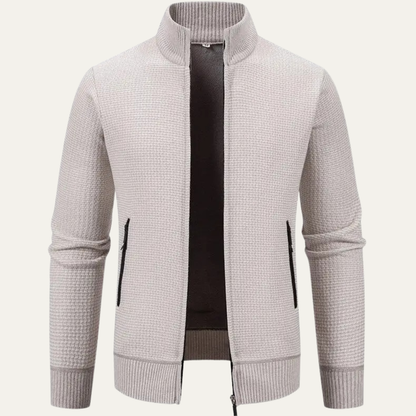Warm Crew Neck Knit Sweater Jacket - OutfitLondon