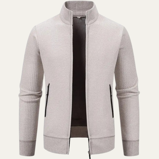 Warm Crew Neck Knit Sweater Jacket - OutfitLondon