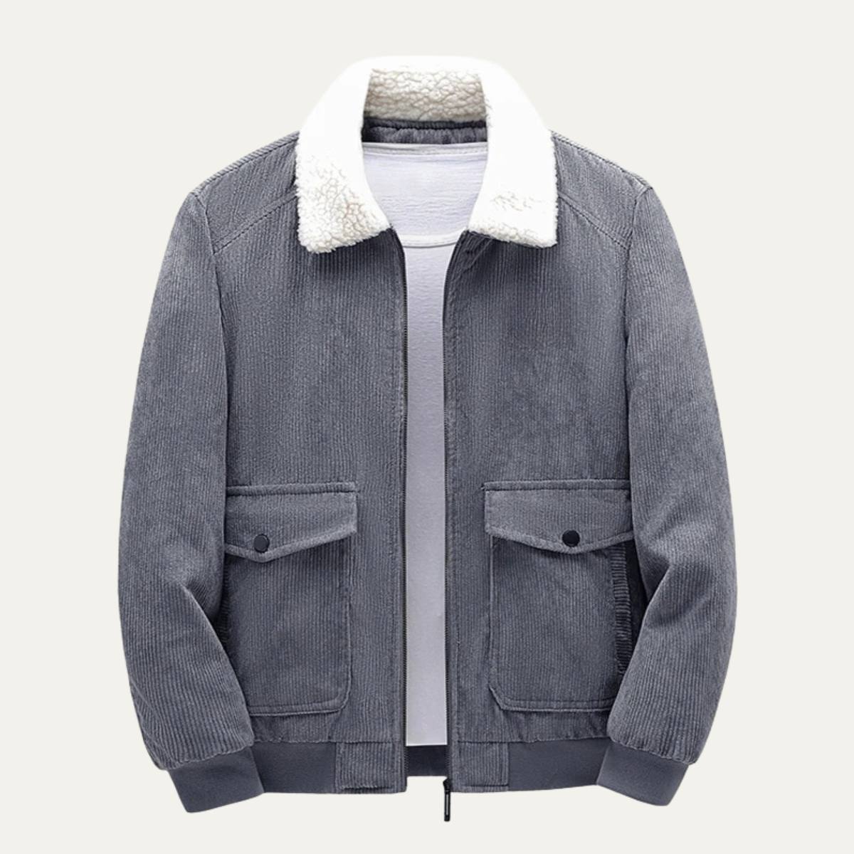 Men's Textured Snap Button Bomber Jacket