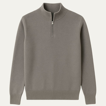 Casual Quarter Zip Pullover Sweater - OutfitLondon