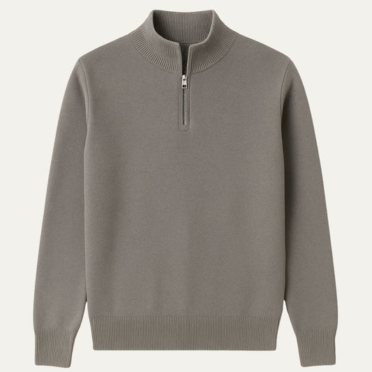 Casual Quarter Zip Pullover Sweater - OutfitLondon
