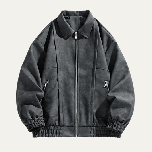 Soft Leather-Style Men's Bomber Coat - OutfitLondon