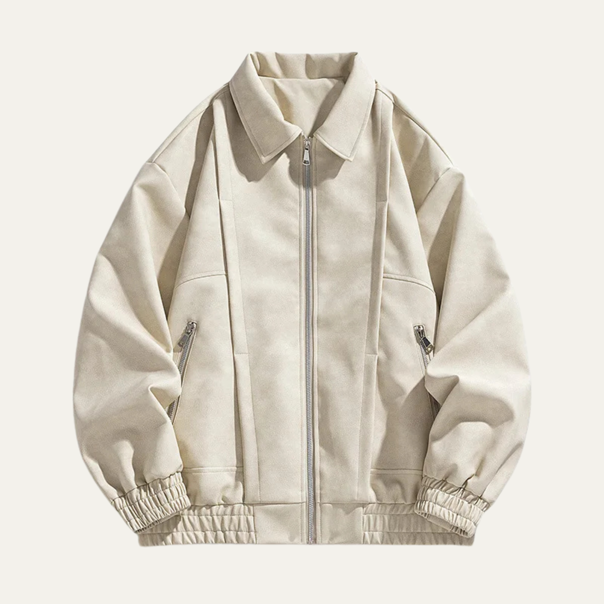 Soft Leather-Style Men's Bomber Coat