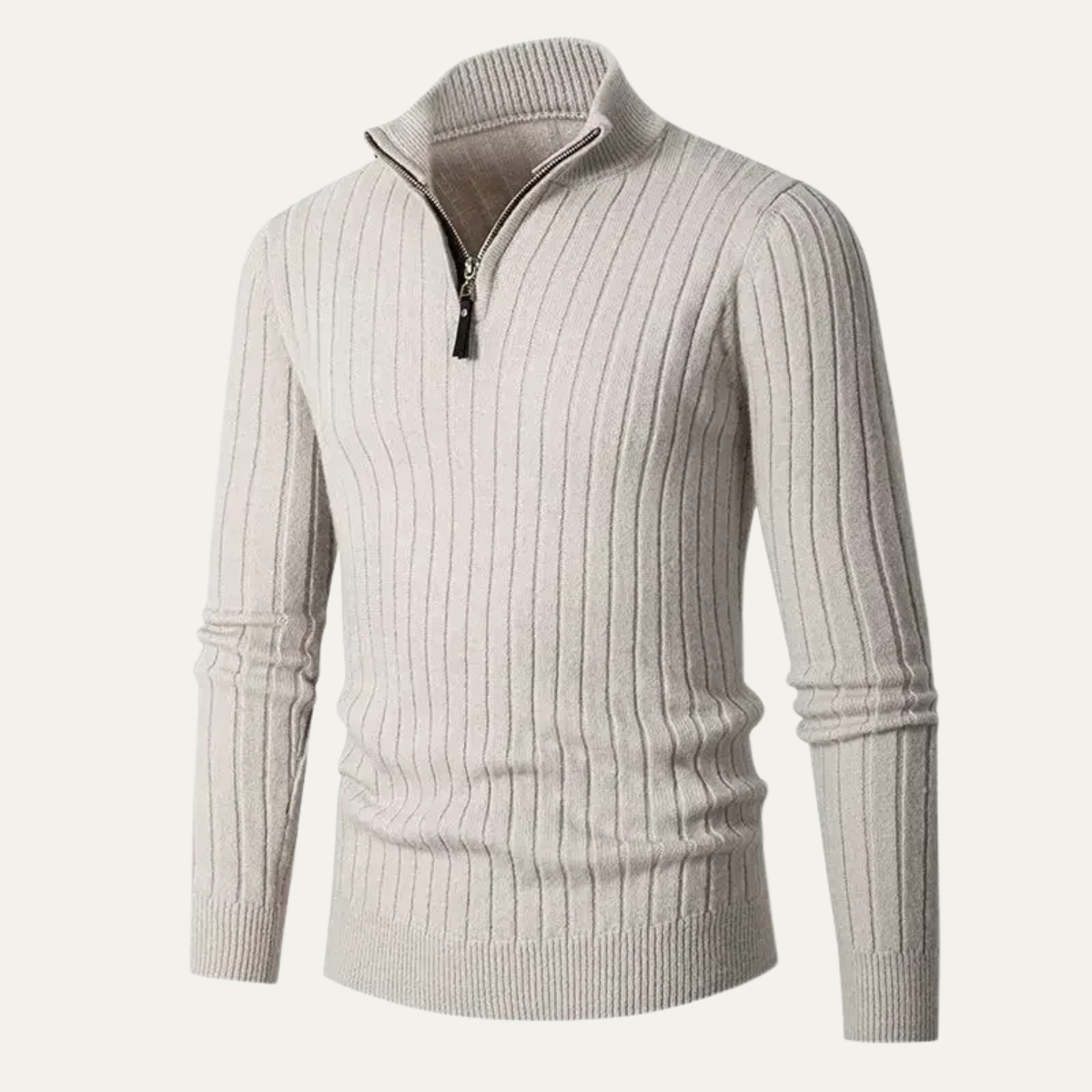 Men's Fitted Crew Neck Quarter Zip Sweater - OutfitLondon