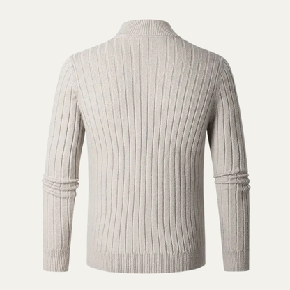 Men's Fitted Crew Neck Quarter Zip Sweater