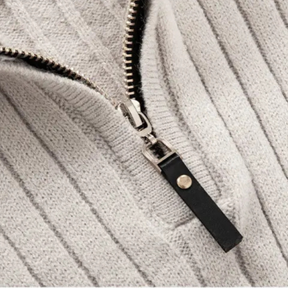 Men's Fitted Crew Neck Quarter Zip Sweater