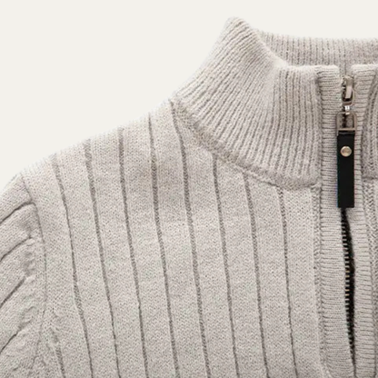 Men's Fitted Crew Neck Quarter Zip Sweater