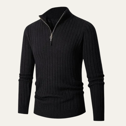 Men's Fitted Crew Neck Quarter Zip Sweater