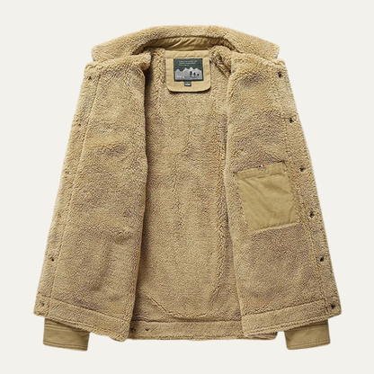 Warm Fleece Lined Mens Snap Jacket with Pockets