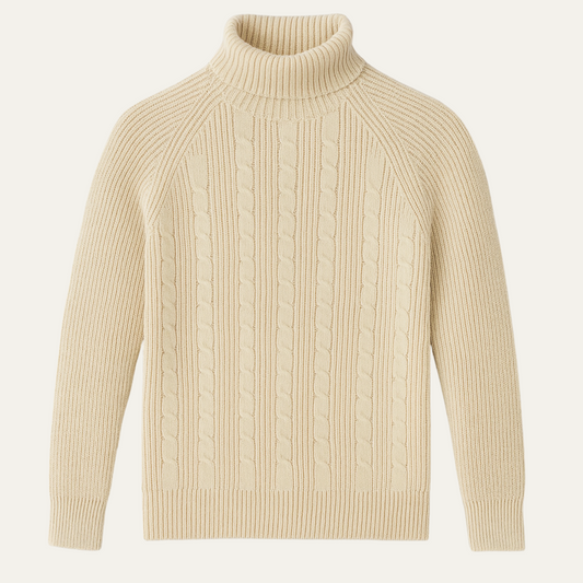 Classic Crew Neck Cable Knit Sweater for Men - OutfitLondon