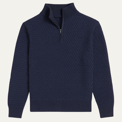 Casual Quarter Zip Pullover Sweater - OutfitLondon