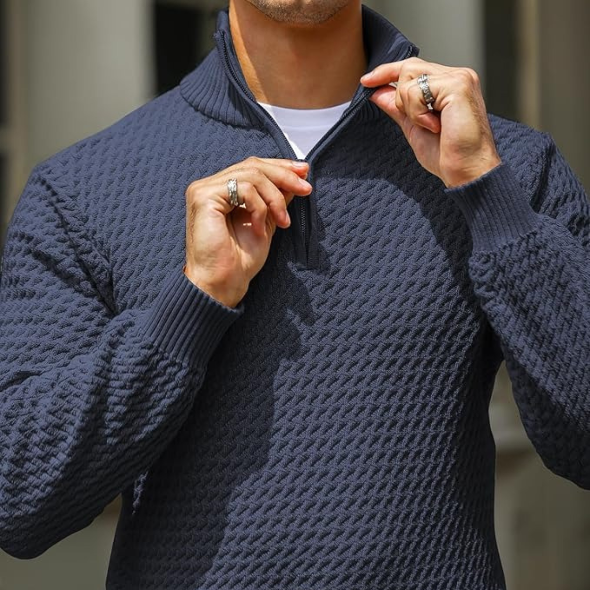 Casual Quarter Zip Pullover Sweater