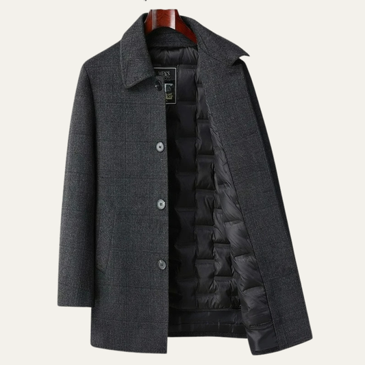 Warm Mens Plaid Wool Coat - OutfitLondon