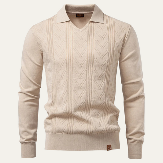 Classic Fit Crew Neck Knit Polo Sweater - OutfitLondon