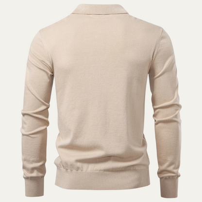 Classic Fit Crew Neck Knit Polo Sweater