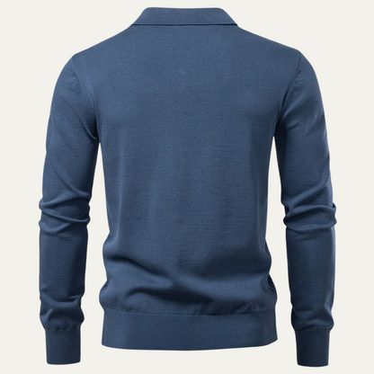 Classic Fit Crew Neck Knit Polo Sweater