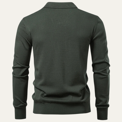 Classic Fit Crew Neck Knit Polo Sweater