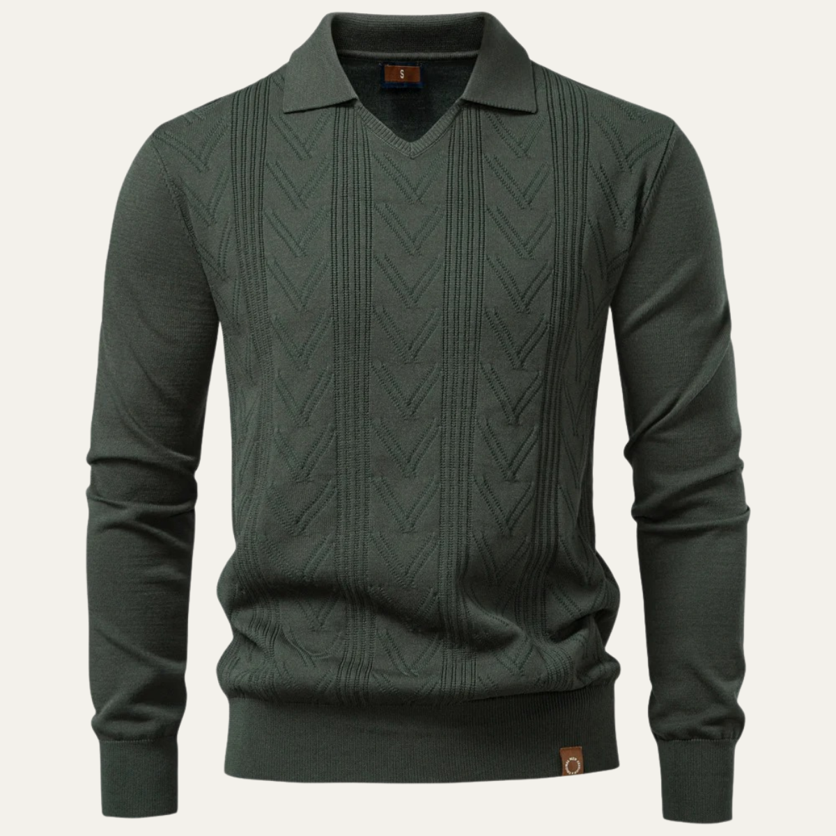 Classic Fit Crew Neck Knit Polo Sweater