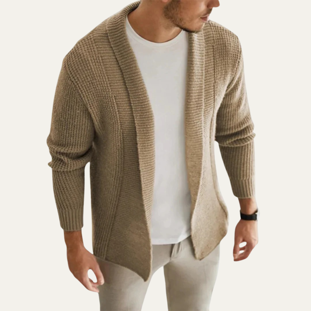 Soft Men's Open Front Cardigan Sweater - OutfitLondon
