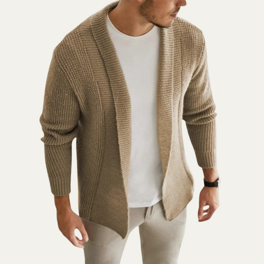 Soft Men's Open Front Cardigan Sweater - OutfitLondon