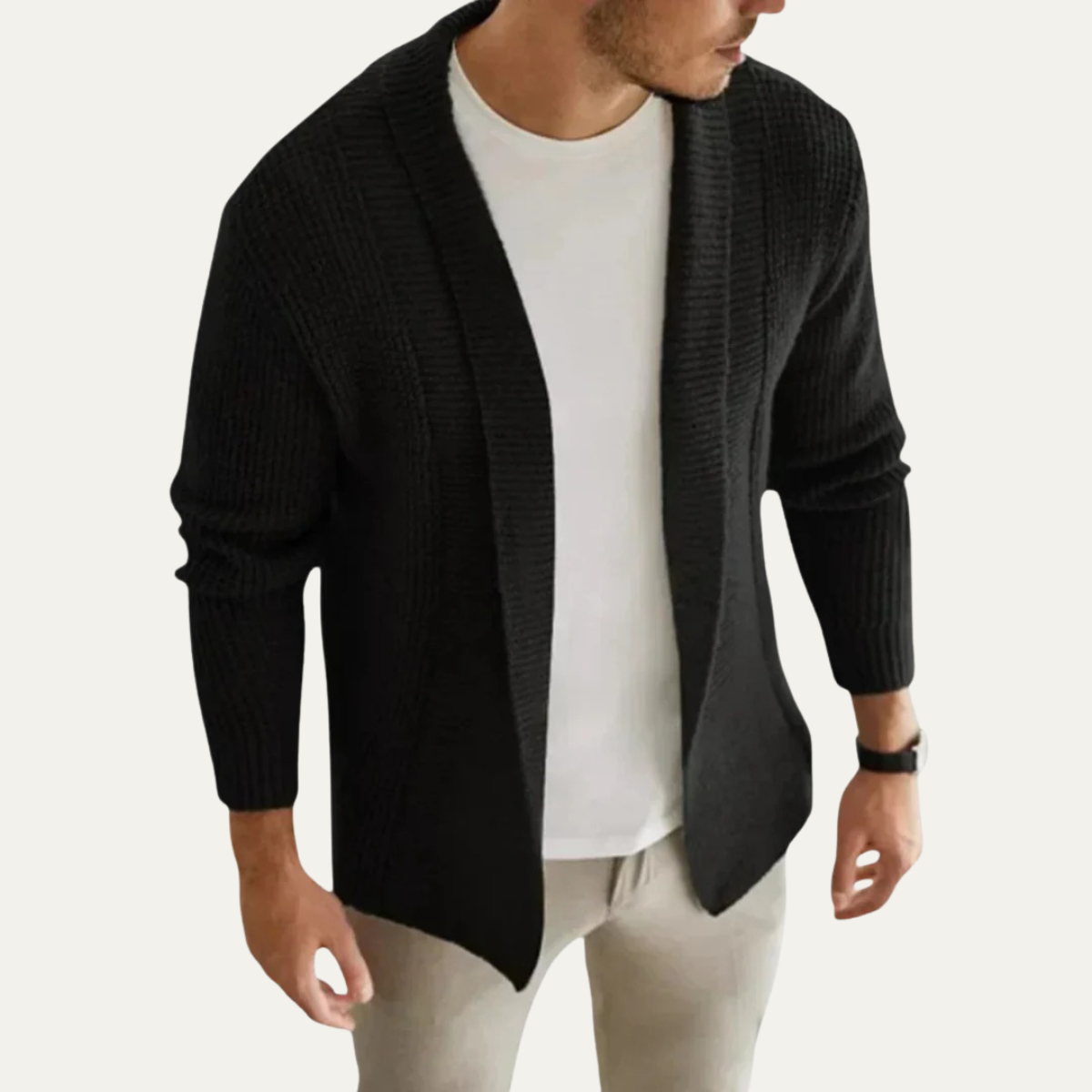 Soft Men's Open Front Cardigan Sweater