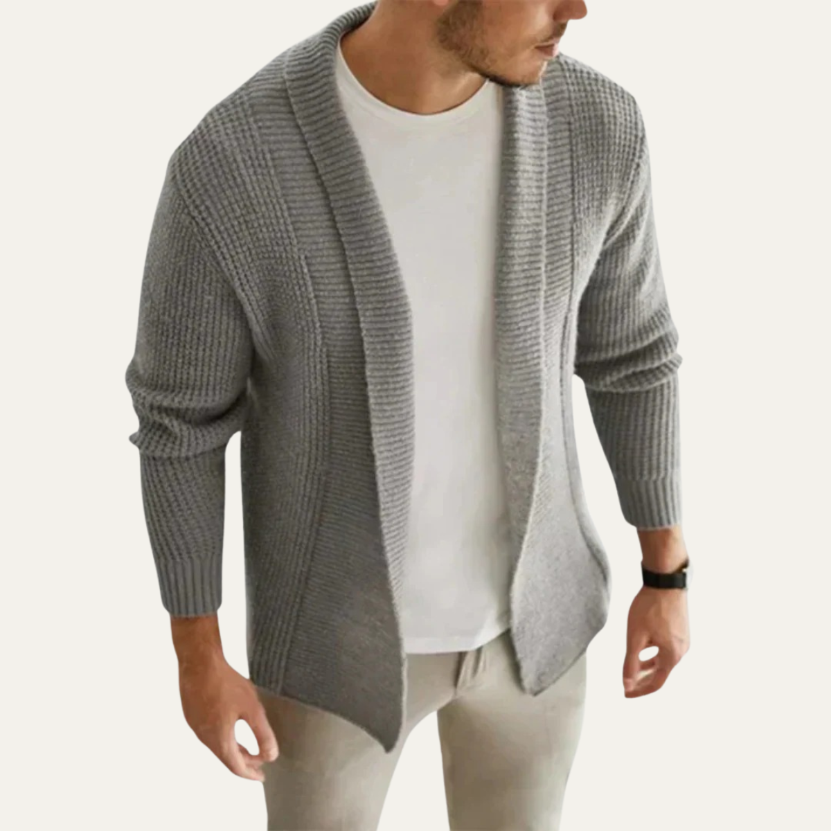 Soft Men's Open Front Cardigan Sweater