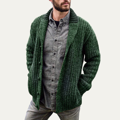 Men's Thick Knitted Crew Neck Sweater Cardigan