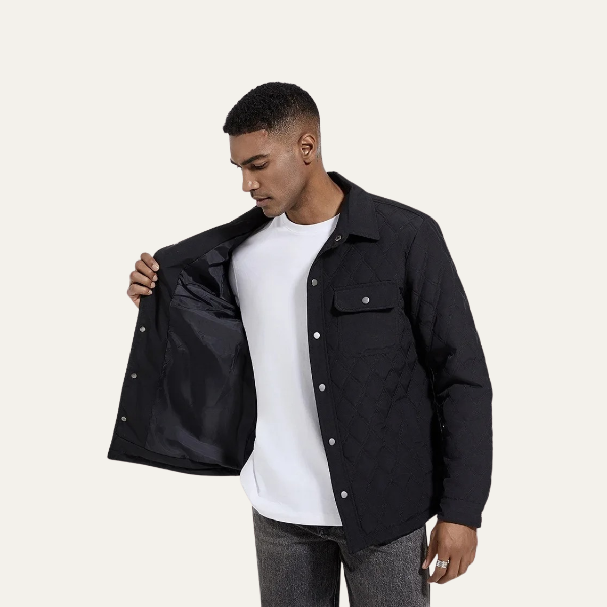 Warm Quilted Button Down Jacket
