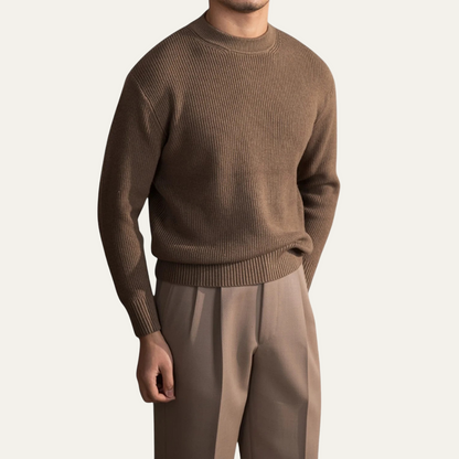 Classic Fit Ribbed Crew Neck Sweater