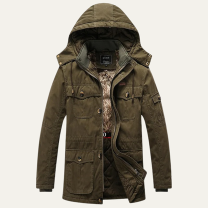 Warm Mens Parka with Faux Fur Inside