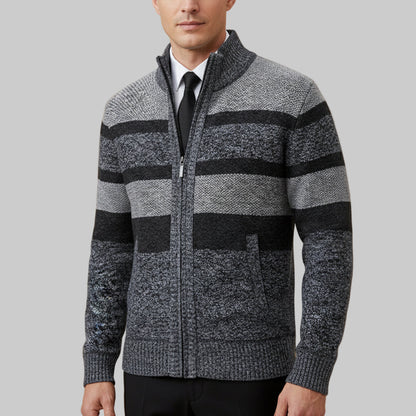 Classic Zip-Up Stripe Sweater