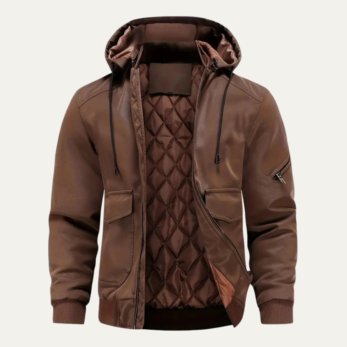Tough Synthetic Leather Mens Coat - OutfitLondon