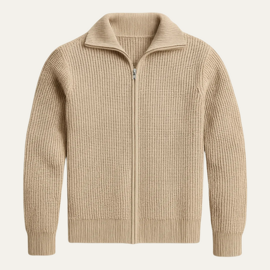 Soft Men's Cable Knit Zip Sweater - OutfitLondon