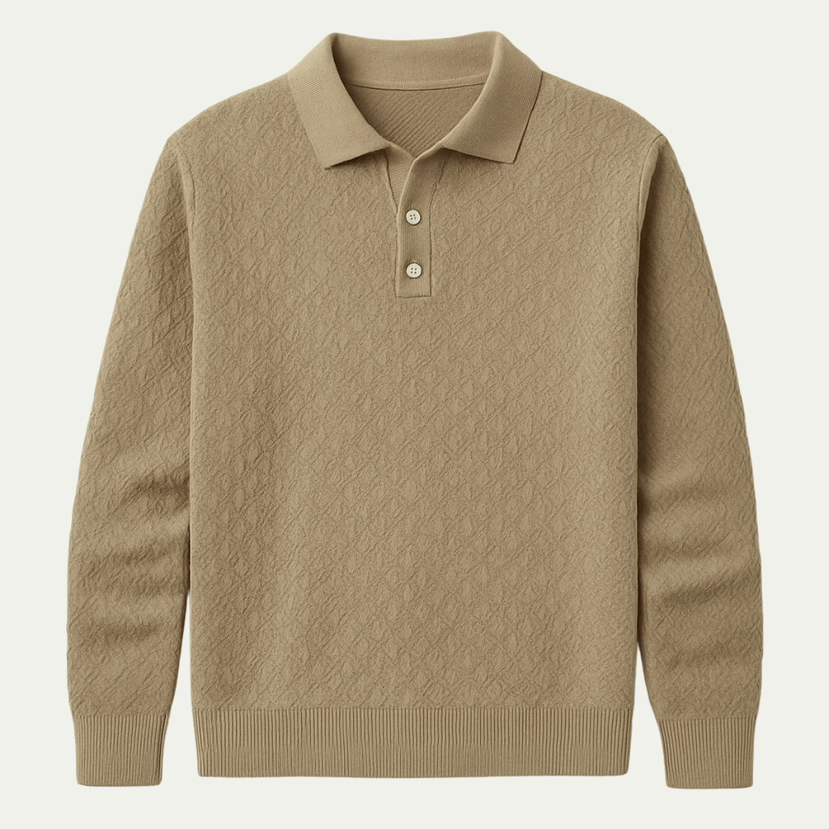 Men's Patterned Polo Long Sleeve Shirt