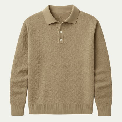 Men's Patterned Polo Long Sleeve Shirt