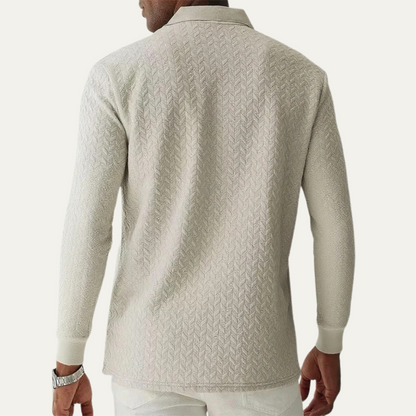 Men's Patterned Polo Long Sleeve Shirt
