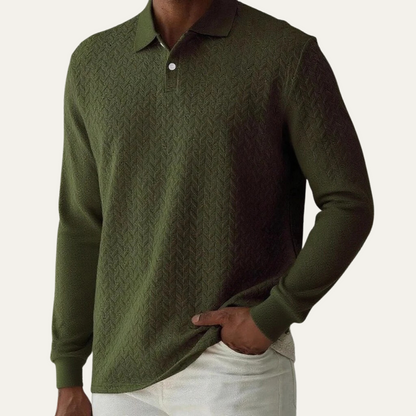 Men's Patterned Polo Long Sleeve Shirt
