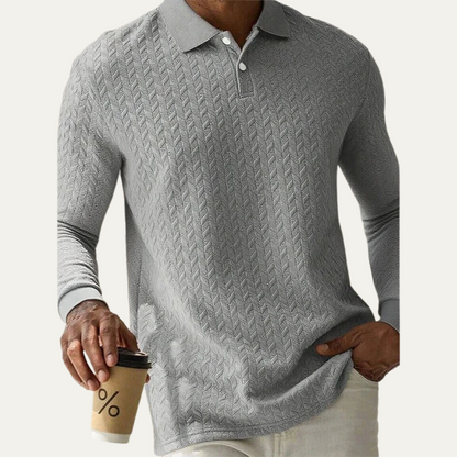 Men's Patterned Polo Long Sleeve Shirt