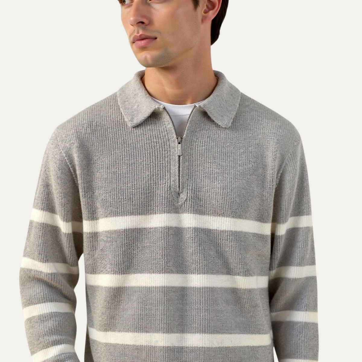 Classic Fit Stripe Crew Neck Sweater