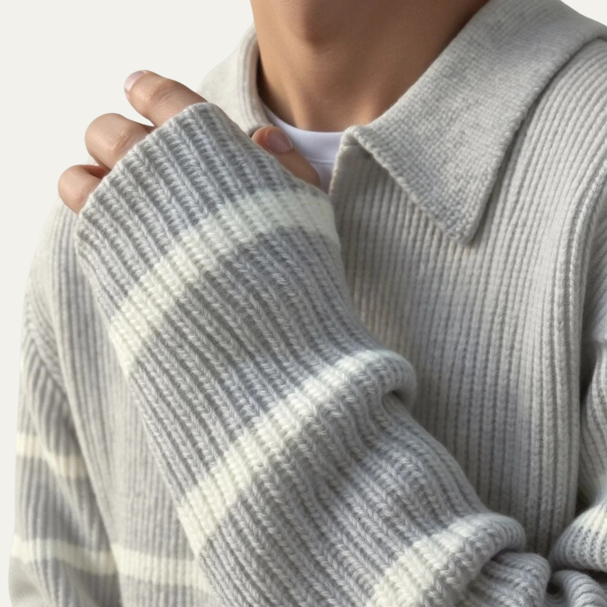 Classic Fit Stripe Crew Neck Sweater