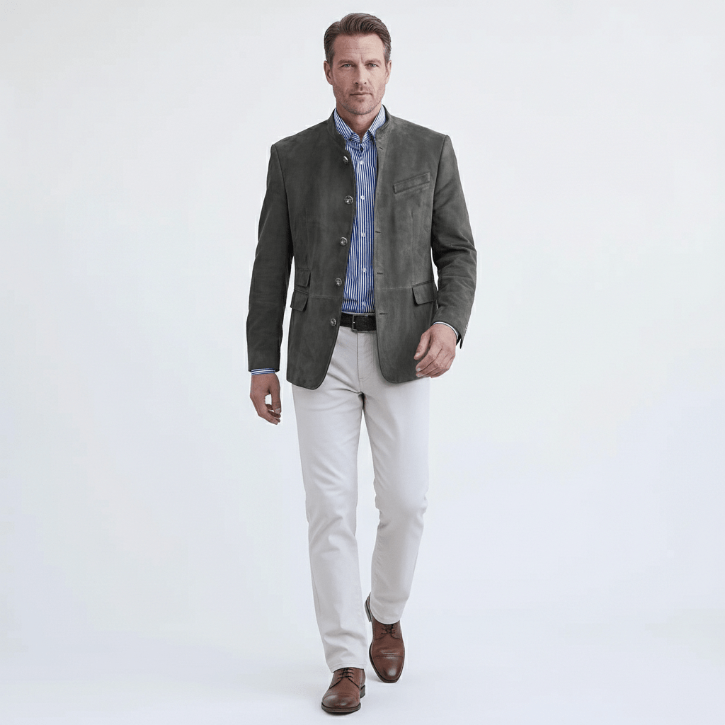 Slim Fit Blazer with Classic Two Button Front