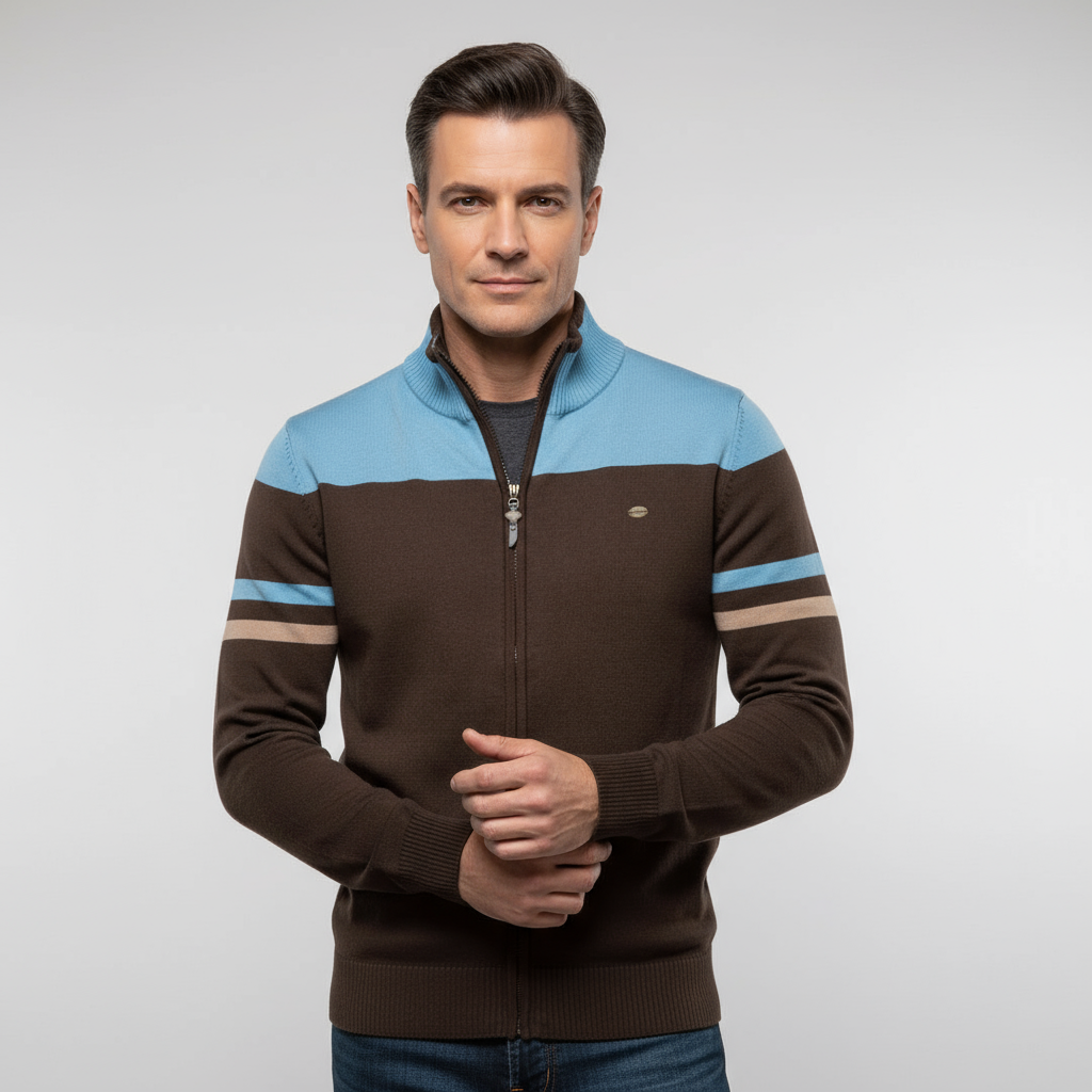 Men's Zip-Up Sweater Modern Design