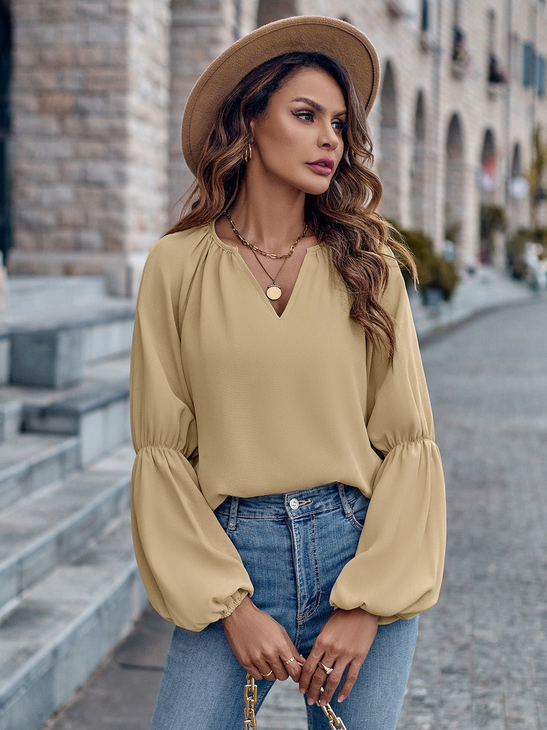 Comfortable V Neck Relaxed Fit Women's Top