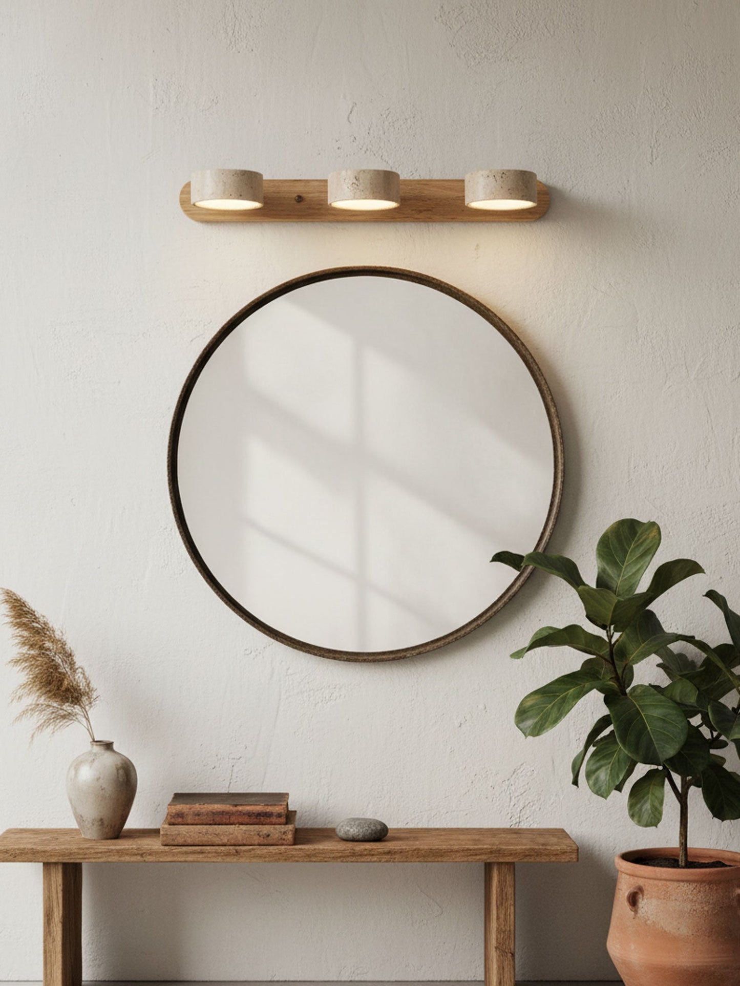 Contemporary Stone Round LED Wall Light Fixture