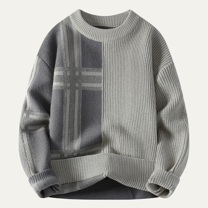 Big Plaid Crew Neck Oversized Sweater