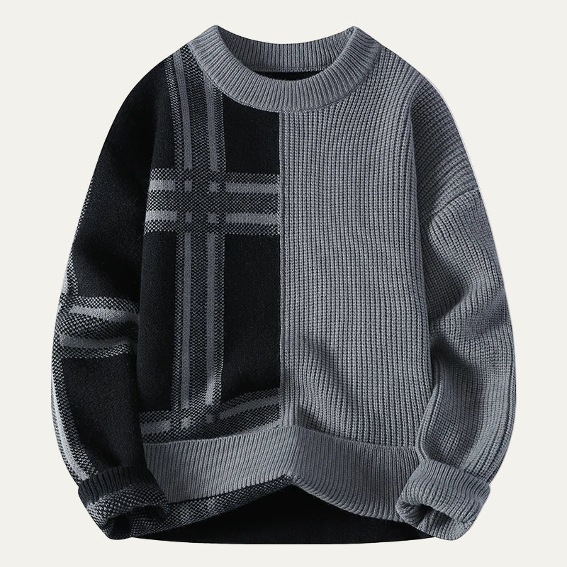 Big Plaid Crew Neck Oversized Sweater