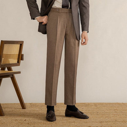 Classic Fit Pleated Trousers with Adjustable Waist